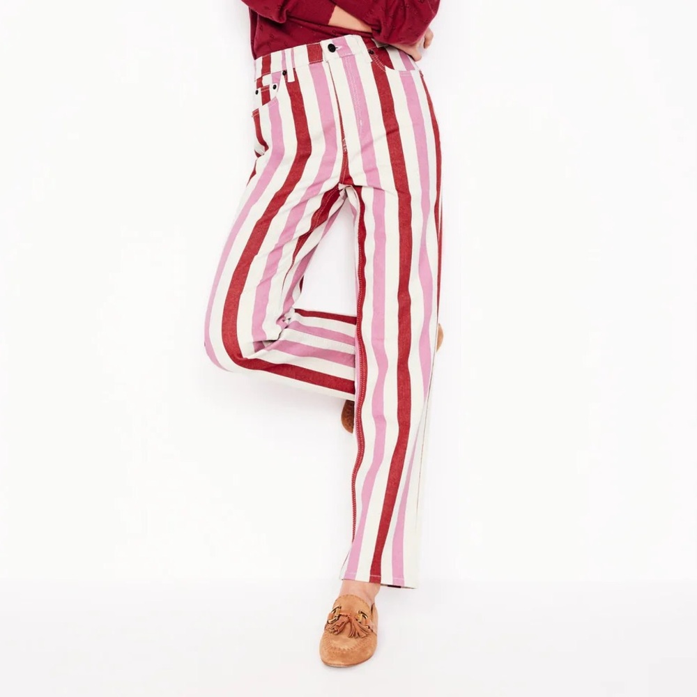 Boden High Rise Stripe Jeans